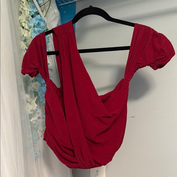 Free People Tops - Elegant Red Draped Top free people off shoulder crop